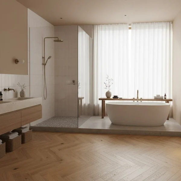 Parchet SPC Vinil herringbone stejar auriu cu structură lemn natural, Corsica, Herringbone, VinCore, 5x125x625 mm