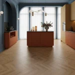 Parchet SPC Vinil herringbone stejar auriu cu structură lemn natural, Corsica, Herringbone, VinCore, 5x125x625 mm