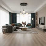 Parchet SPC XL bej deschis cu textură realistă de lemn, Ivory, Woodlands, VinylTechLab, 7x228x1828 mm