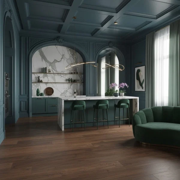 Parchet SPC XL brun-roșcat cu structură de lemn intensă, Russet, Woodlands, VinylTechLab, 7x228x1828 mm