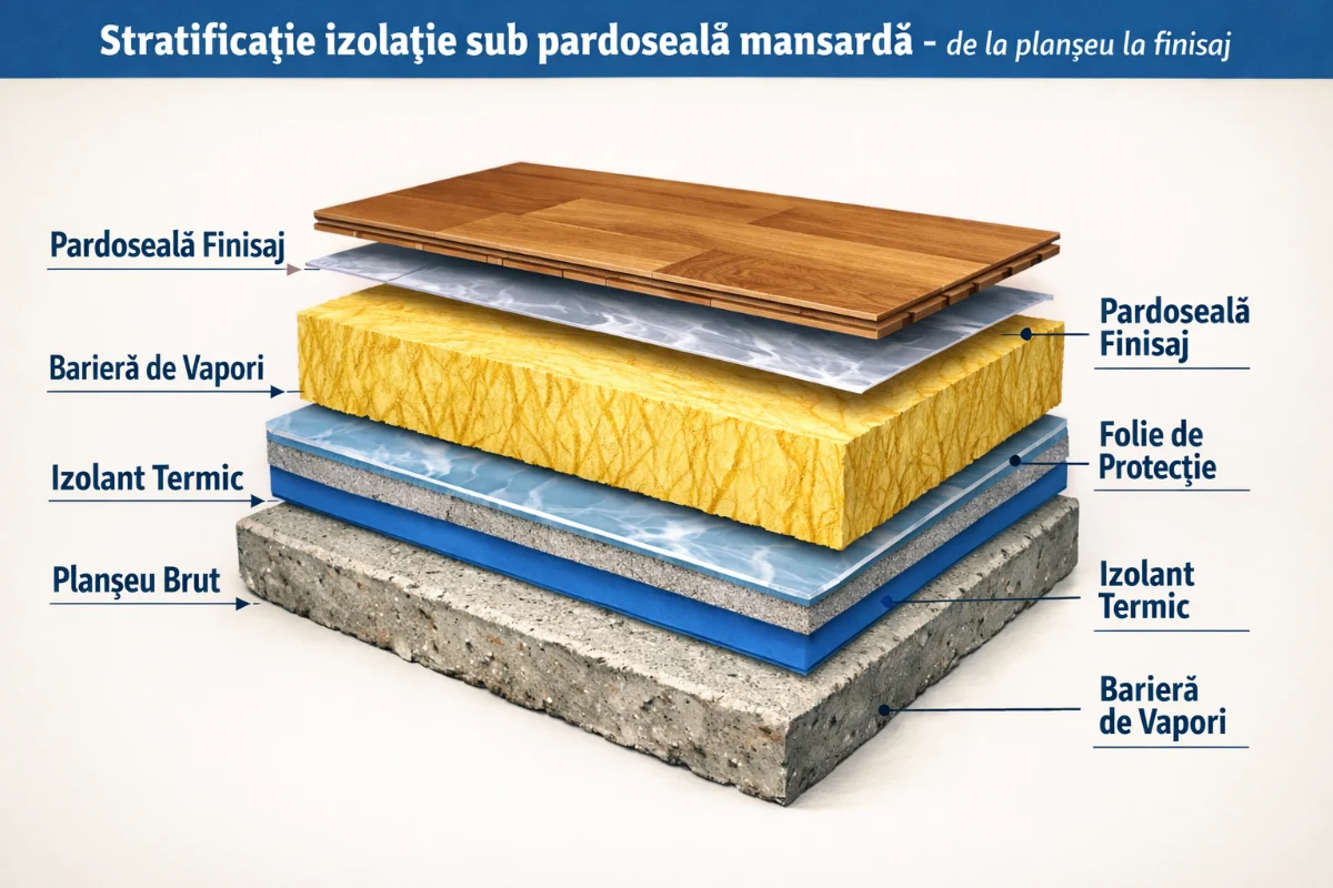 Pardoseli pentru Mansarde: Tot Ce Trebuie Să Știi Despre Izolație, Greutate și Detalii Tehnice Esențiale