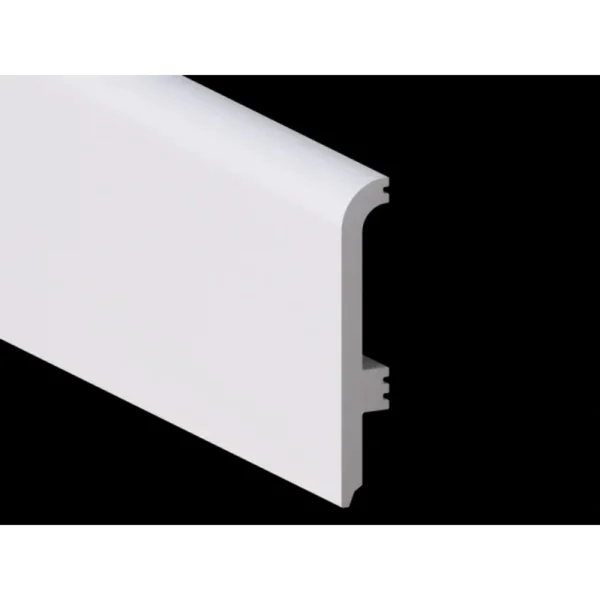 Plintă albă din polimer colecția Safir, 220x10x1.6 cm, finisaj mat rezistent